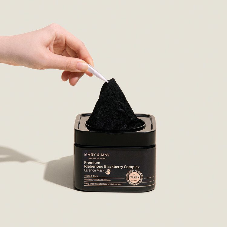 MARY & MAY Premium Idebenone Blackberry Complex Essence Mask 20 mascarillas
