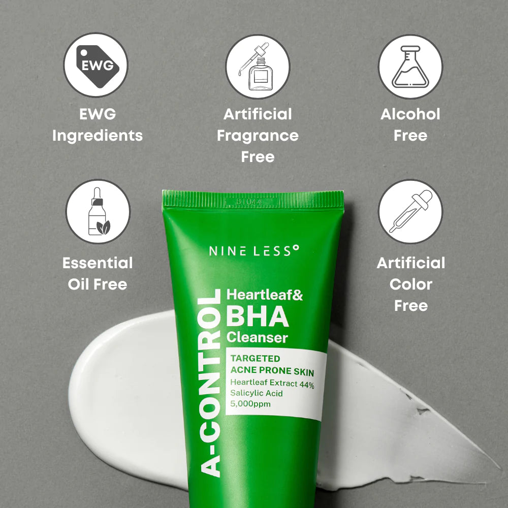 NINELESS Heartleaf & BHA Foam Cleanser – Limpiador Piel Acneica 120ml