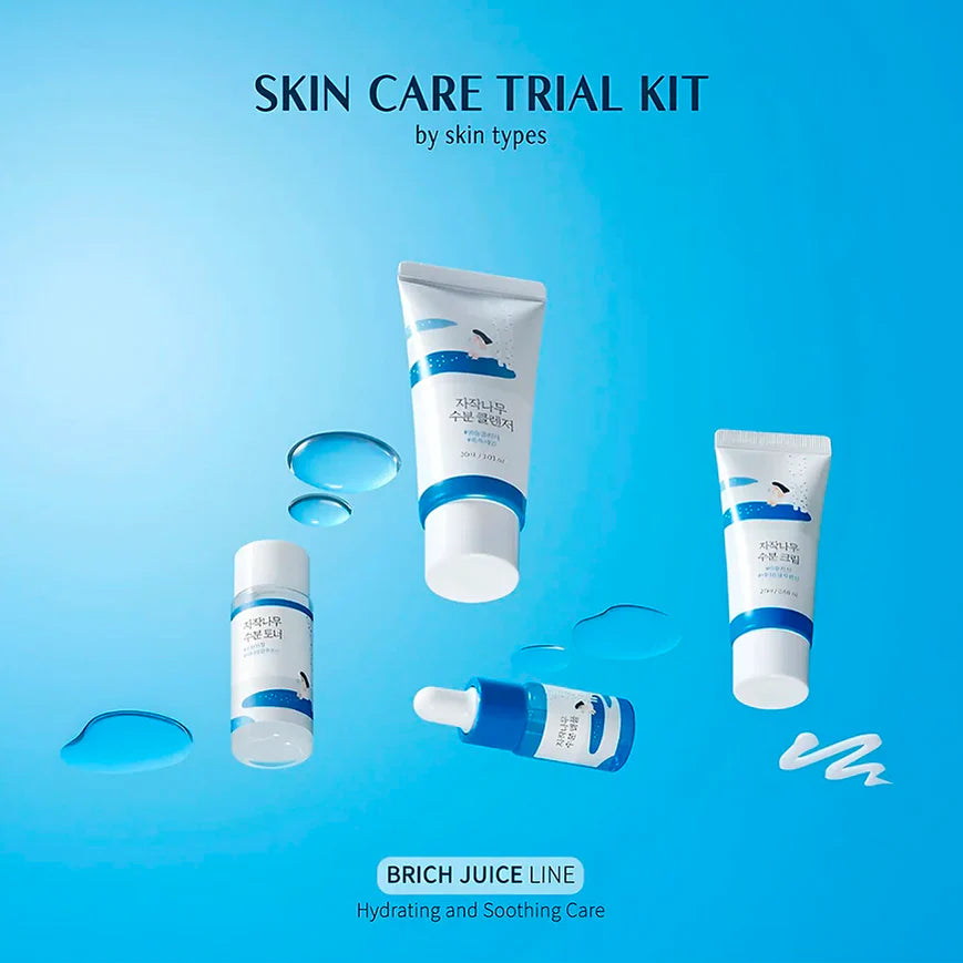 Round Lab Birch Juice Trial Kit (Cleanser 30ml + Toner 20ml + Ampoule 10ml + Cream 20ml)