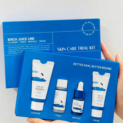 Round Lab Birch Juice Trial Kit (Cleanser 30ml + Toner 20ml + Ampoule 10ml + Cream 20ml)